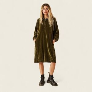 CP Shades Green Velvet Long Sleeve Jasmine Dress XS